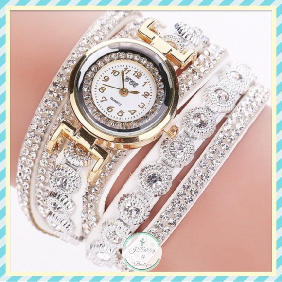 Accessories - NEW White Wrap Around Rhinestones Watch